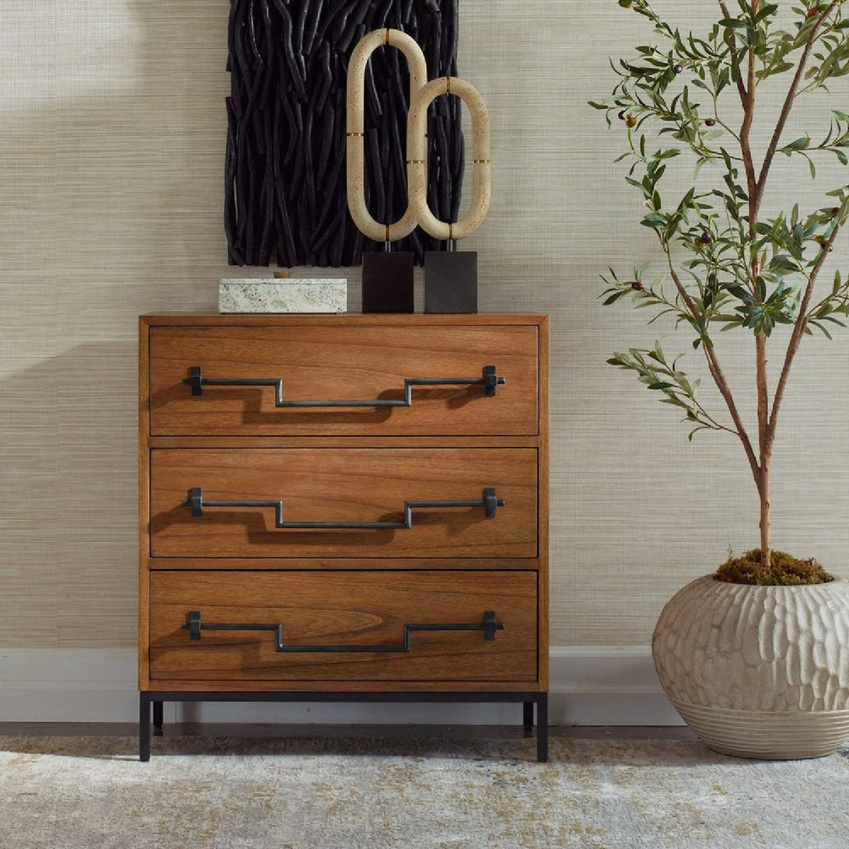 Mango Wood 3-Drawer Accent Chest | Oroa.com