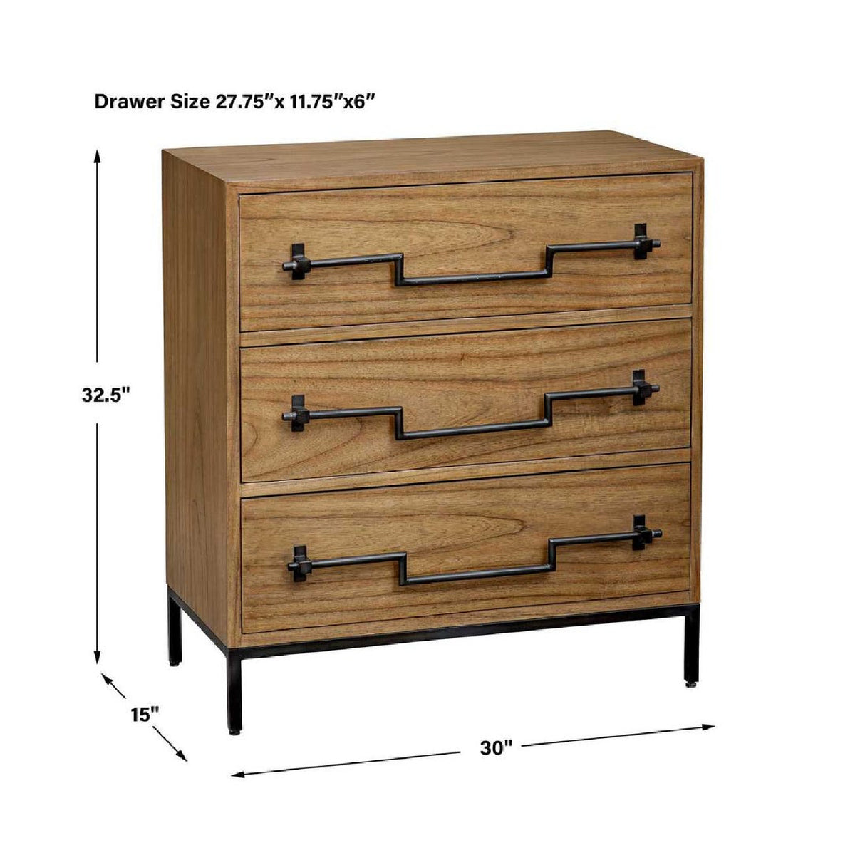 Mango Wood 3-Drawer Accent Chest | Oroa.com