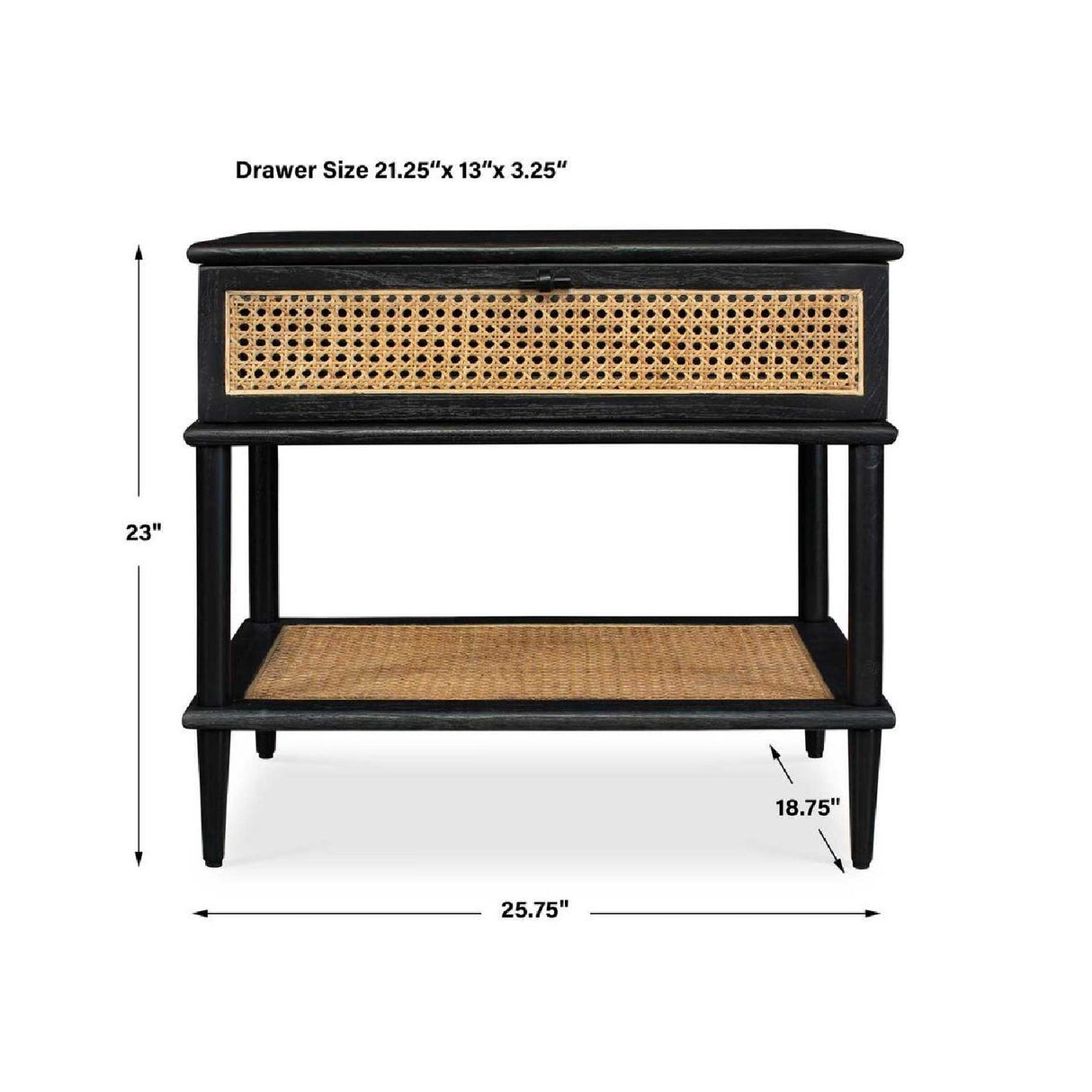 Rattan Cane 1-Drawer Side Table | Oroa.com