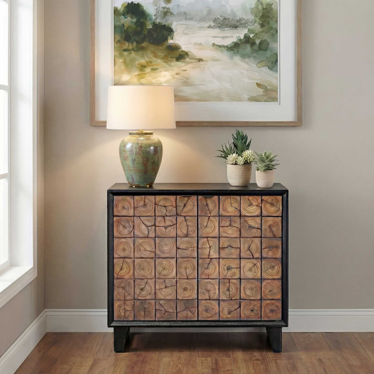 Wooden 2-Door Grid Cabinet | Oroa.com