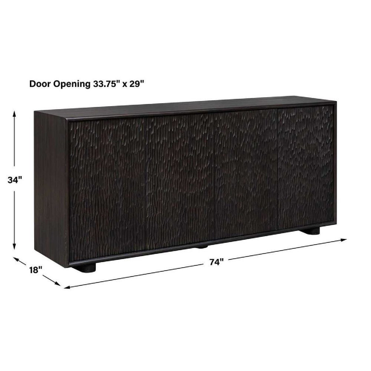 Black Chiseled 4-Door Cabinet | Oroa.com