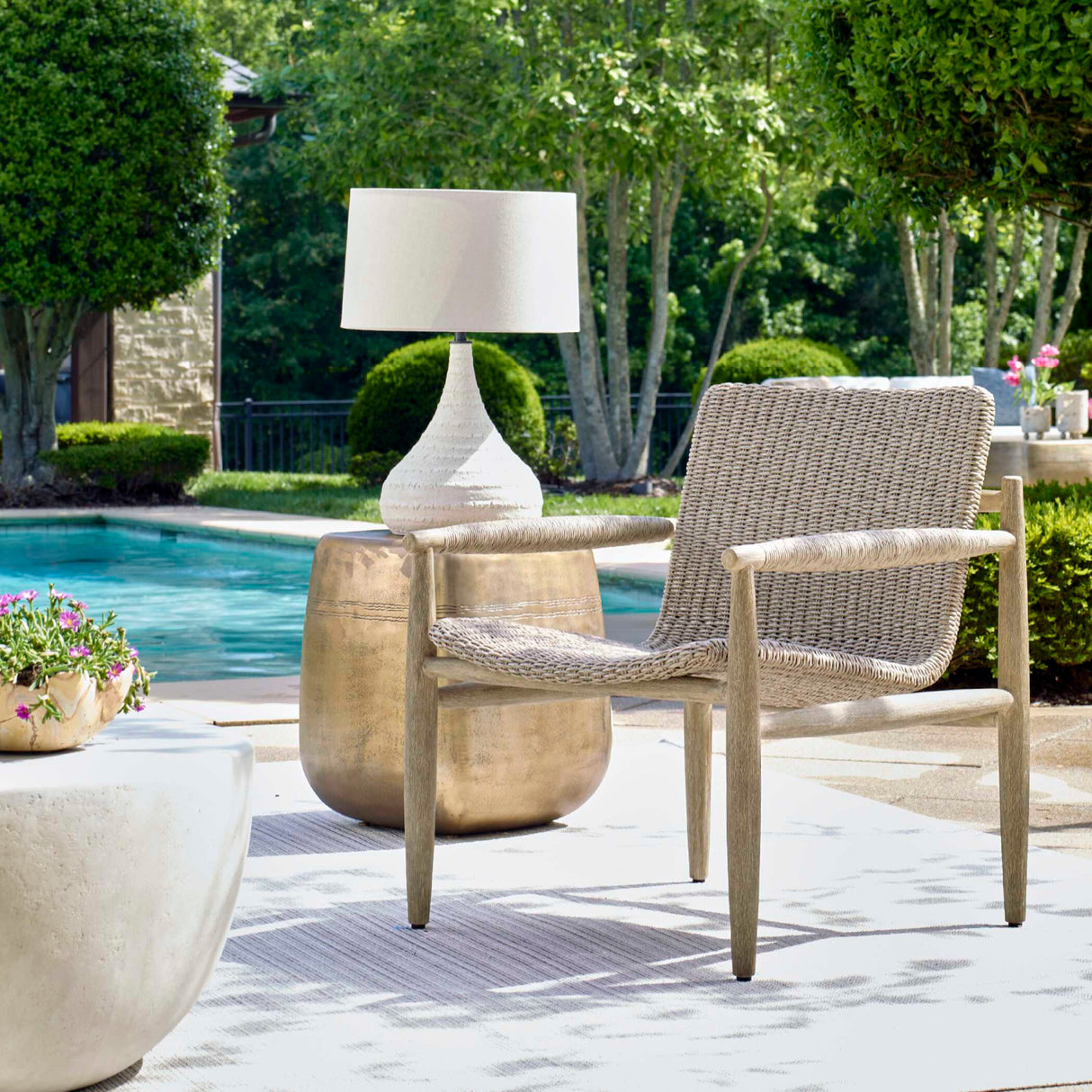 Beige Wicker Outdoor Lounge Chair | Oroa.com
