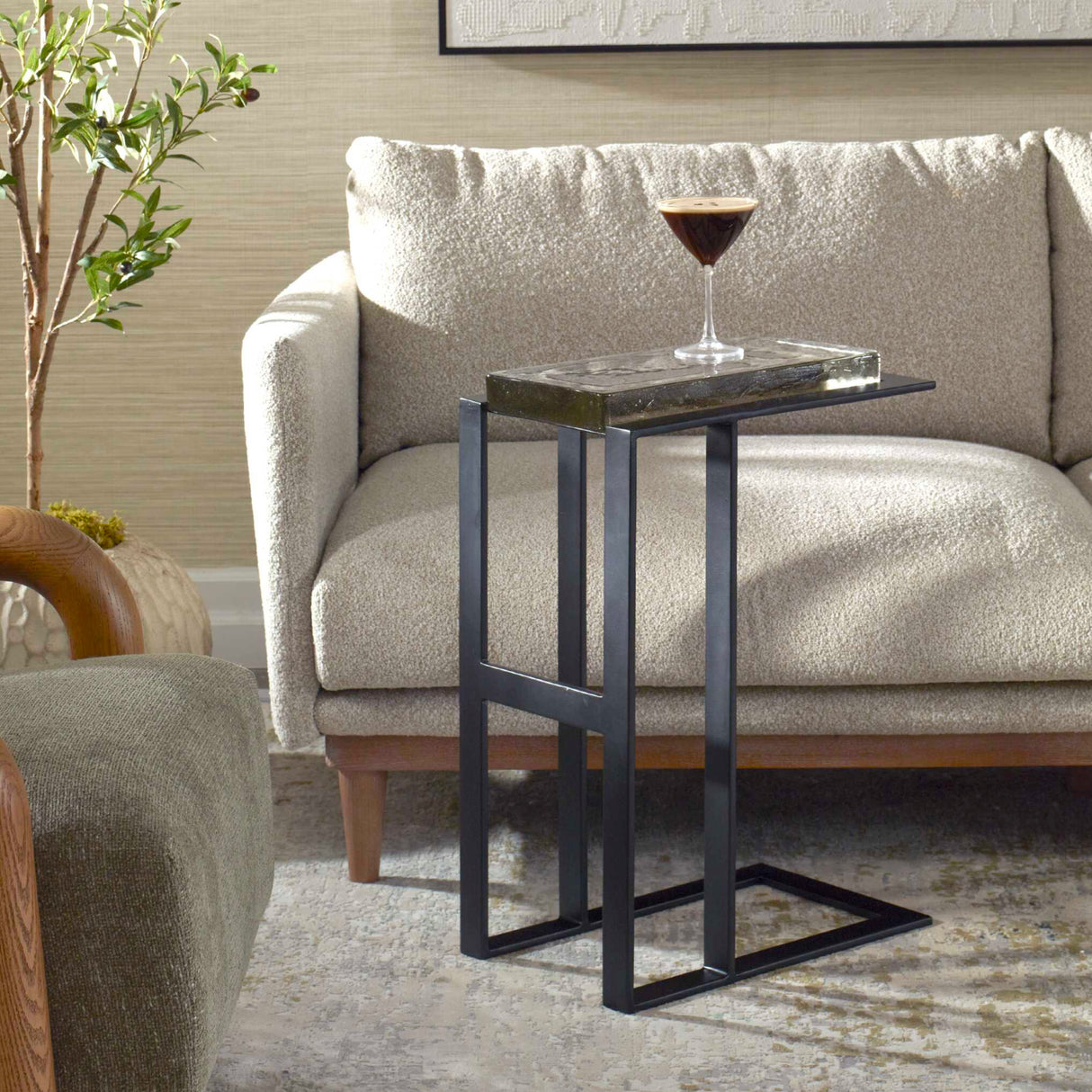 Cast Glass Pull-Up Accent Table | Oroa.com