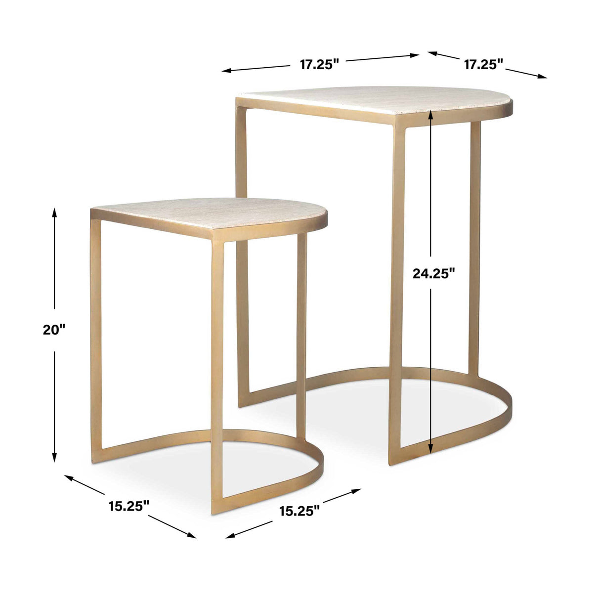 Gold Framed Travertine Nesting Table | Oroa.com