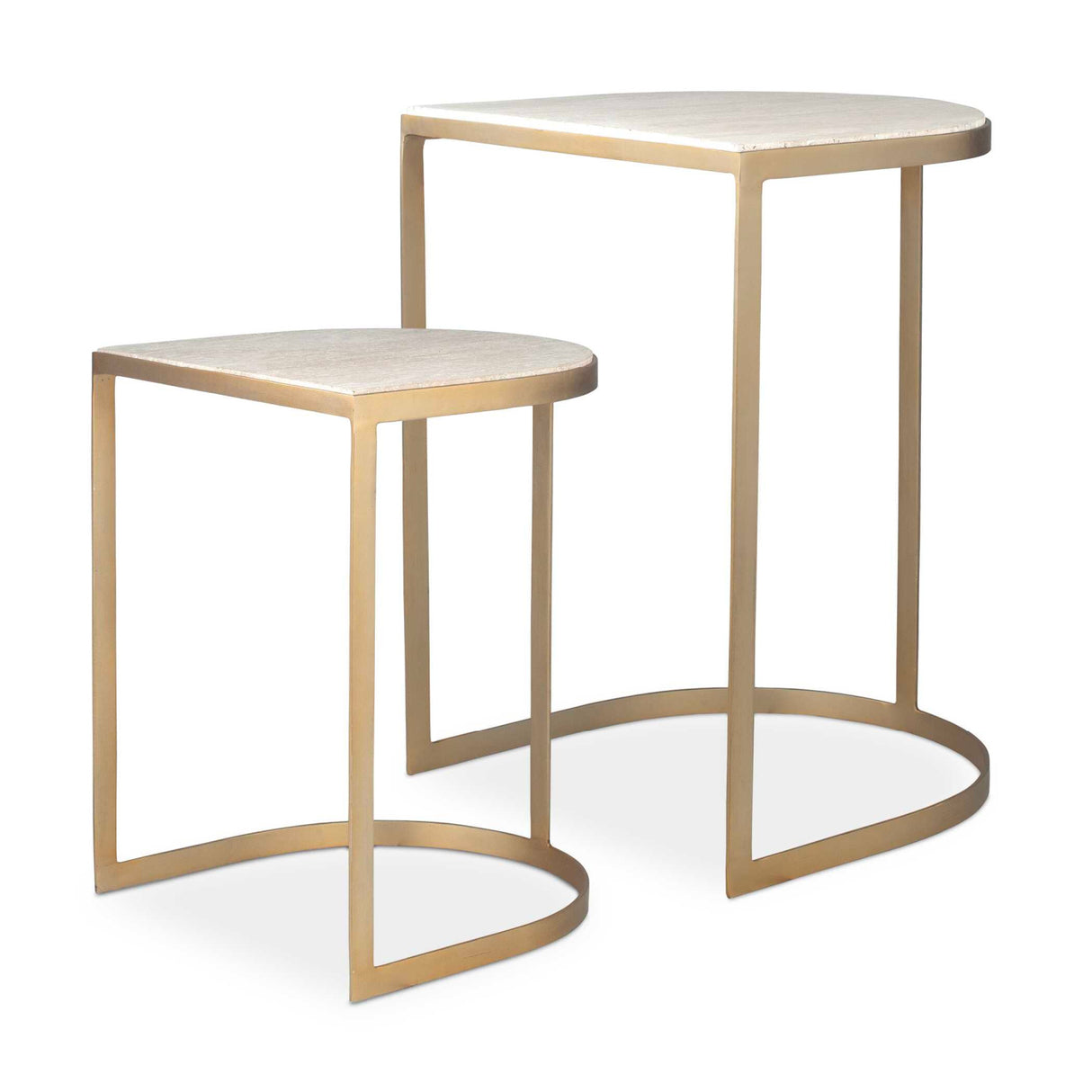 Gold Framed Travertine Nesting Table | Oroa.com