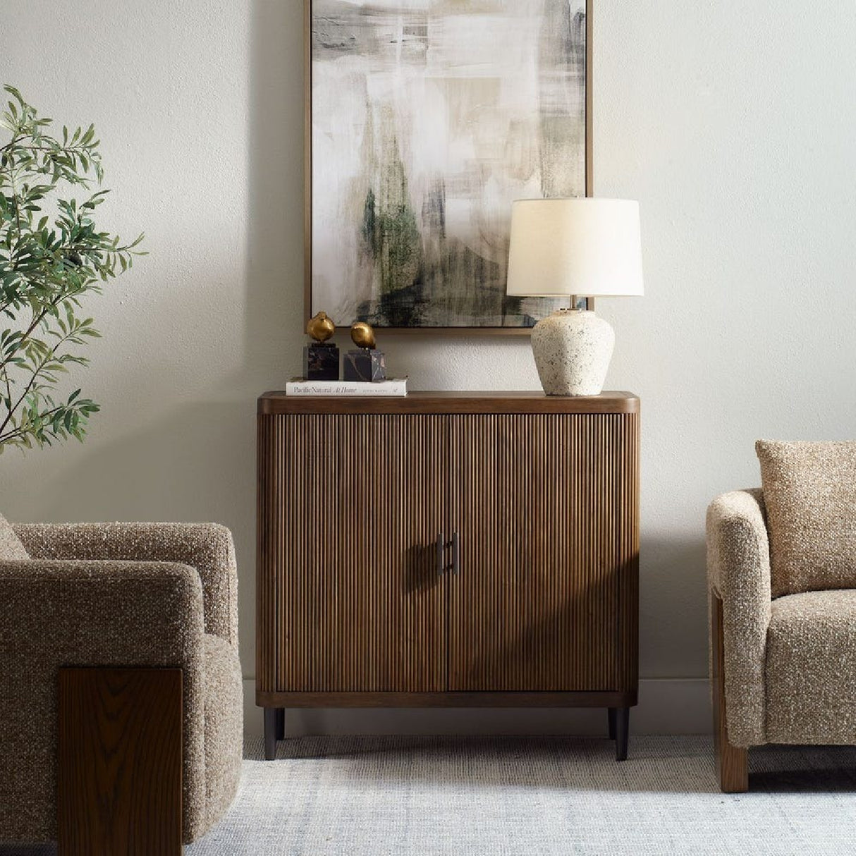 Wooden Tambour 2-Door Cabinet | Oroa.com