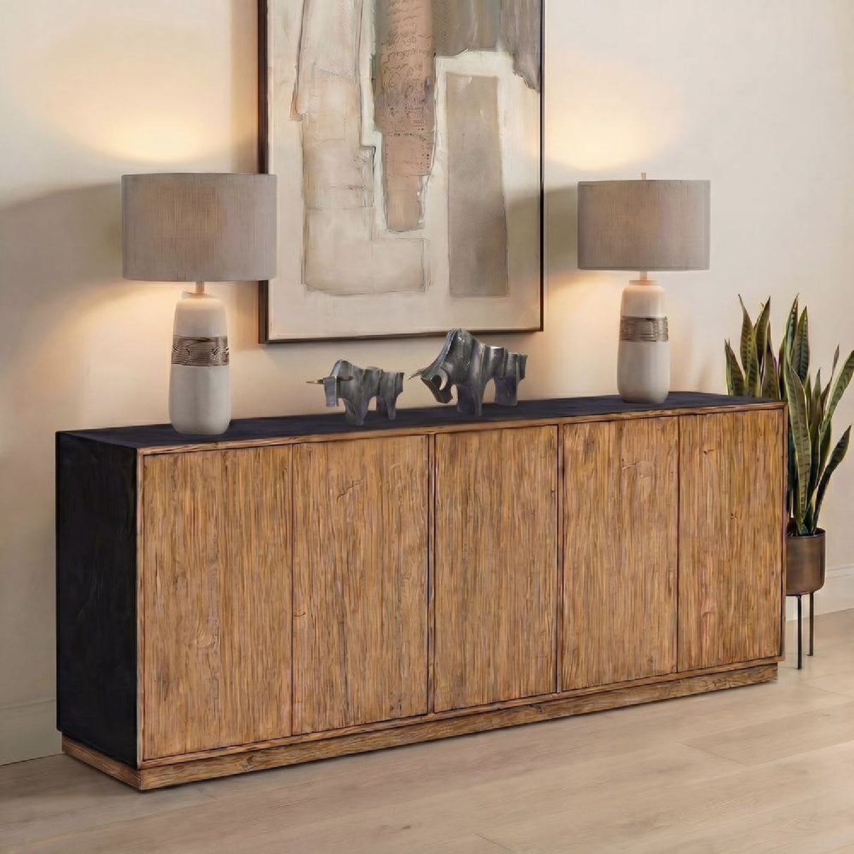 Teak Wood 5-Door Cabinet | Oroa.com