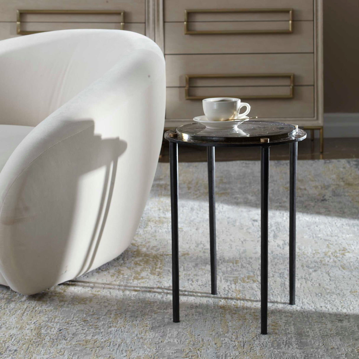Textured Cast Glass Accent Table | Oroa.com