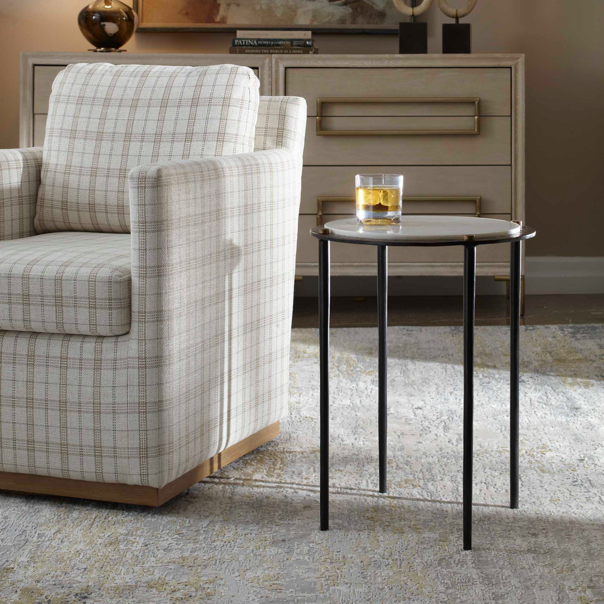 Gray Marble Accent Table | Oroa.com