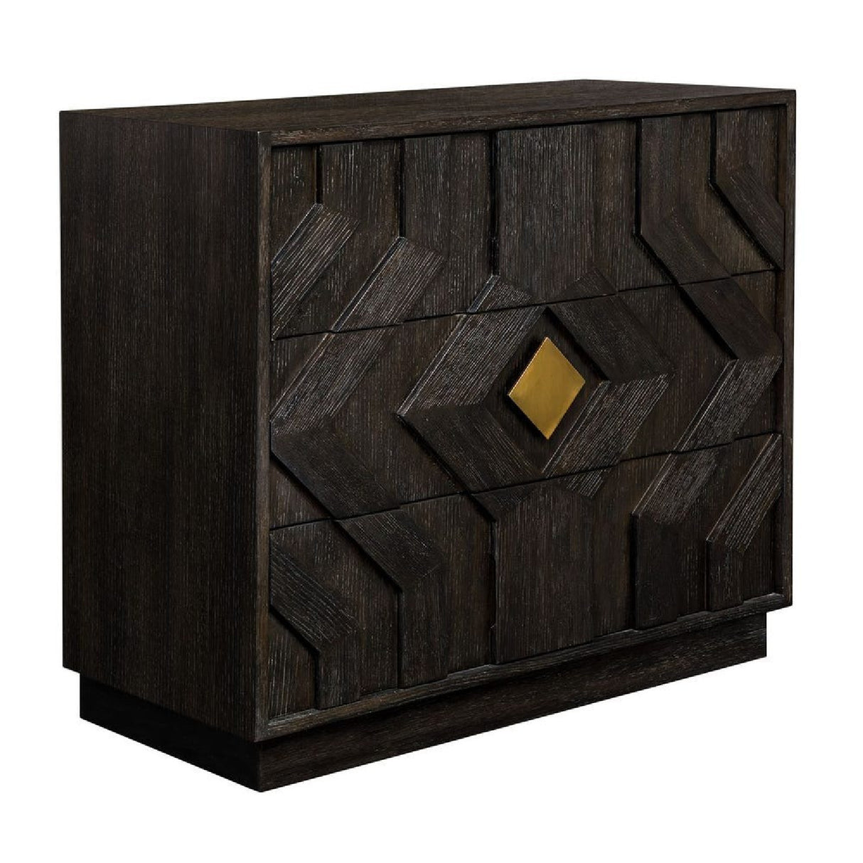Black Oak Chevron 3-Drawer Chest | Oroa.com