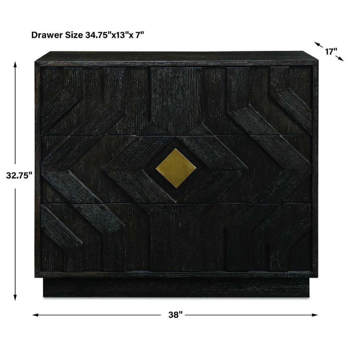 Black Oak Chevron 3-Drawer Chest | Oroa.com