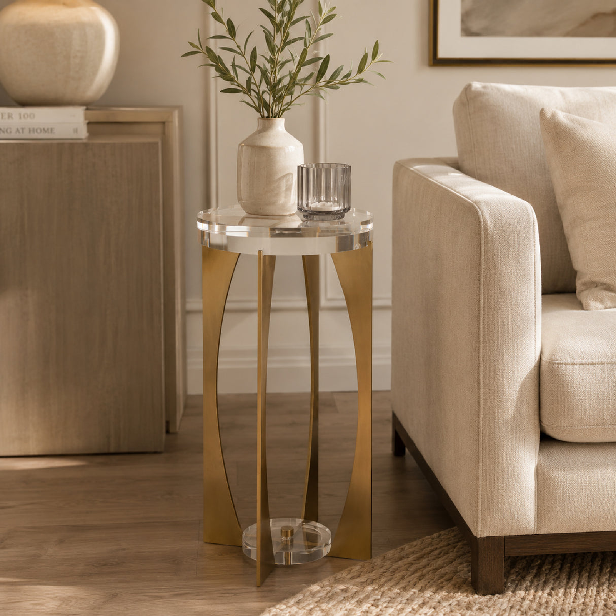 Brass Open-Frame Crystal Accent Table | Oroa.com