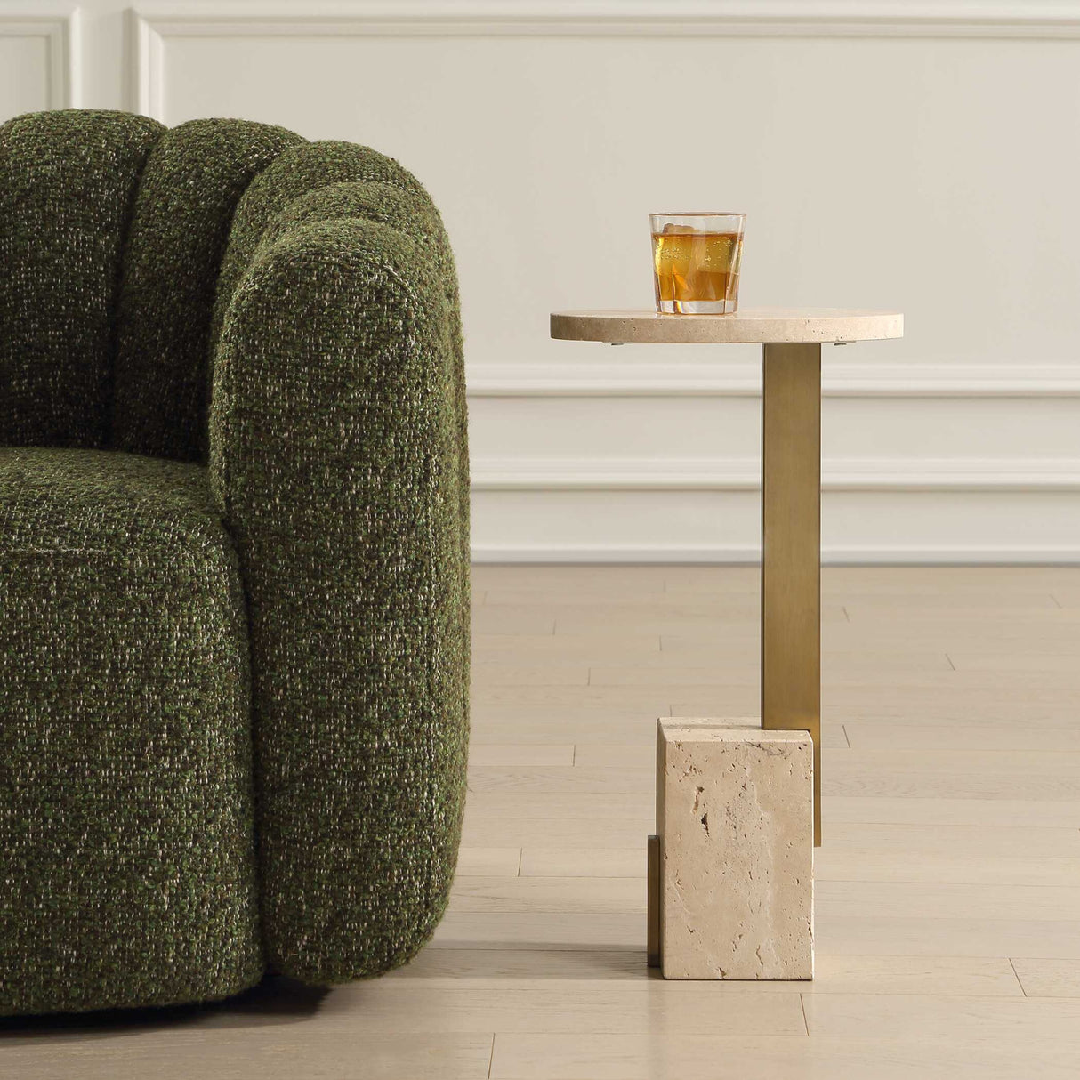 Oval Travertine Accent Table | Oroa.com