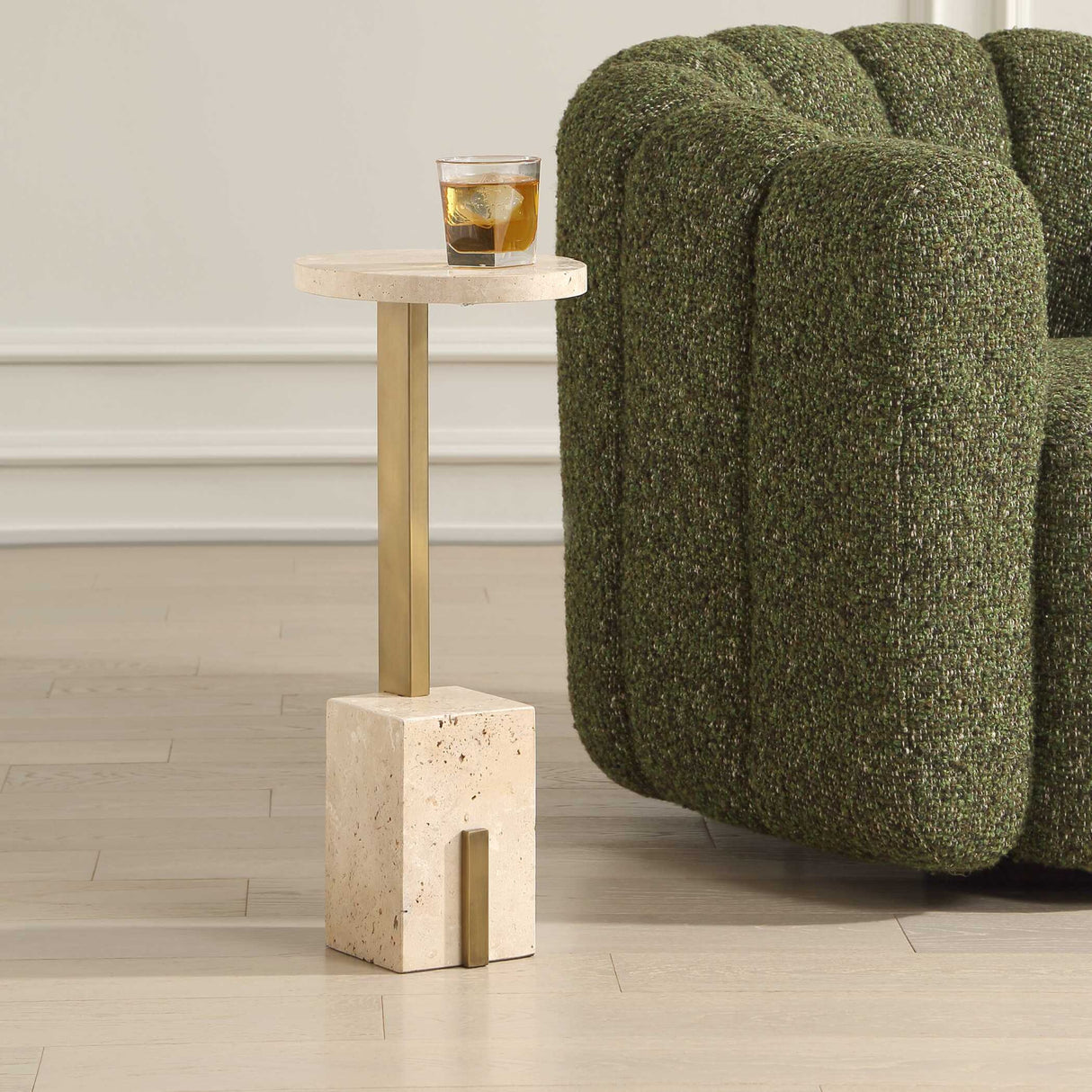 Oval Travertine Accent Table | Oroa.com