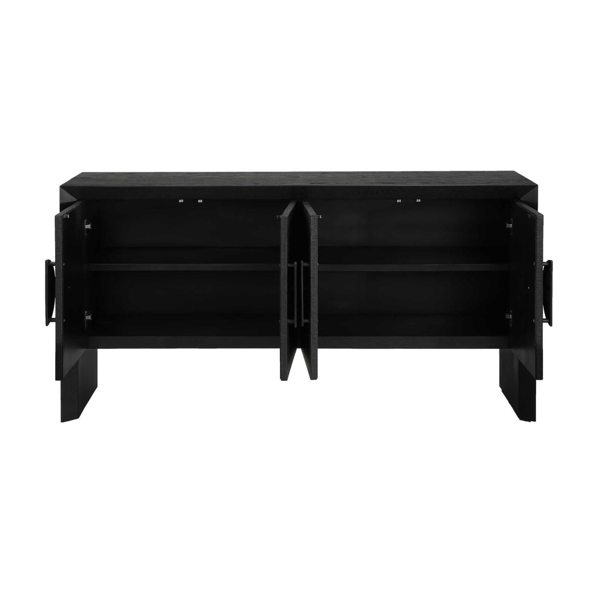 Black Grasscloth 4-Door Cabinet | Oroa.com