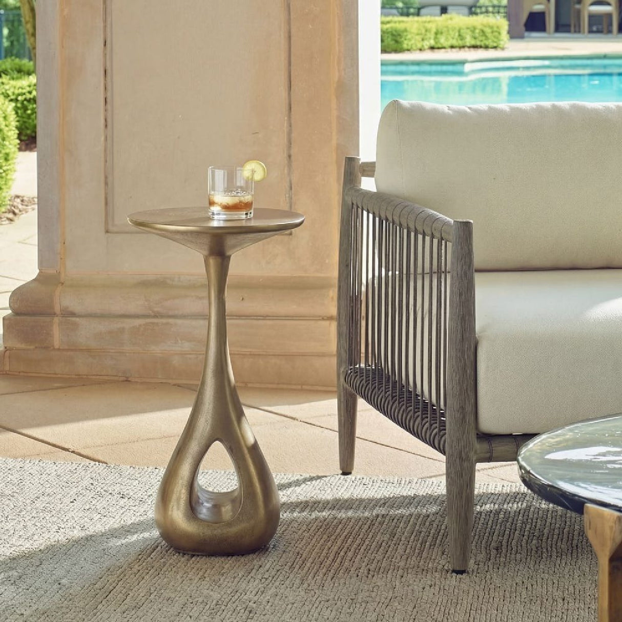 Antique Brass Indoor/Outdoor Accent Table | Oroa.com