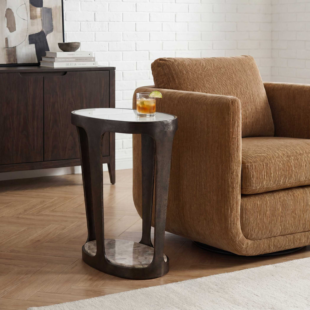 Bronze Framed Glass Accent Table | Oroa.com