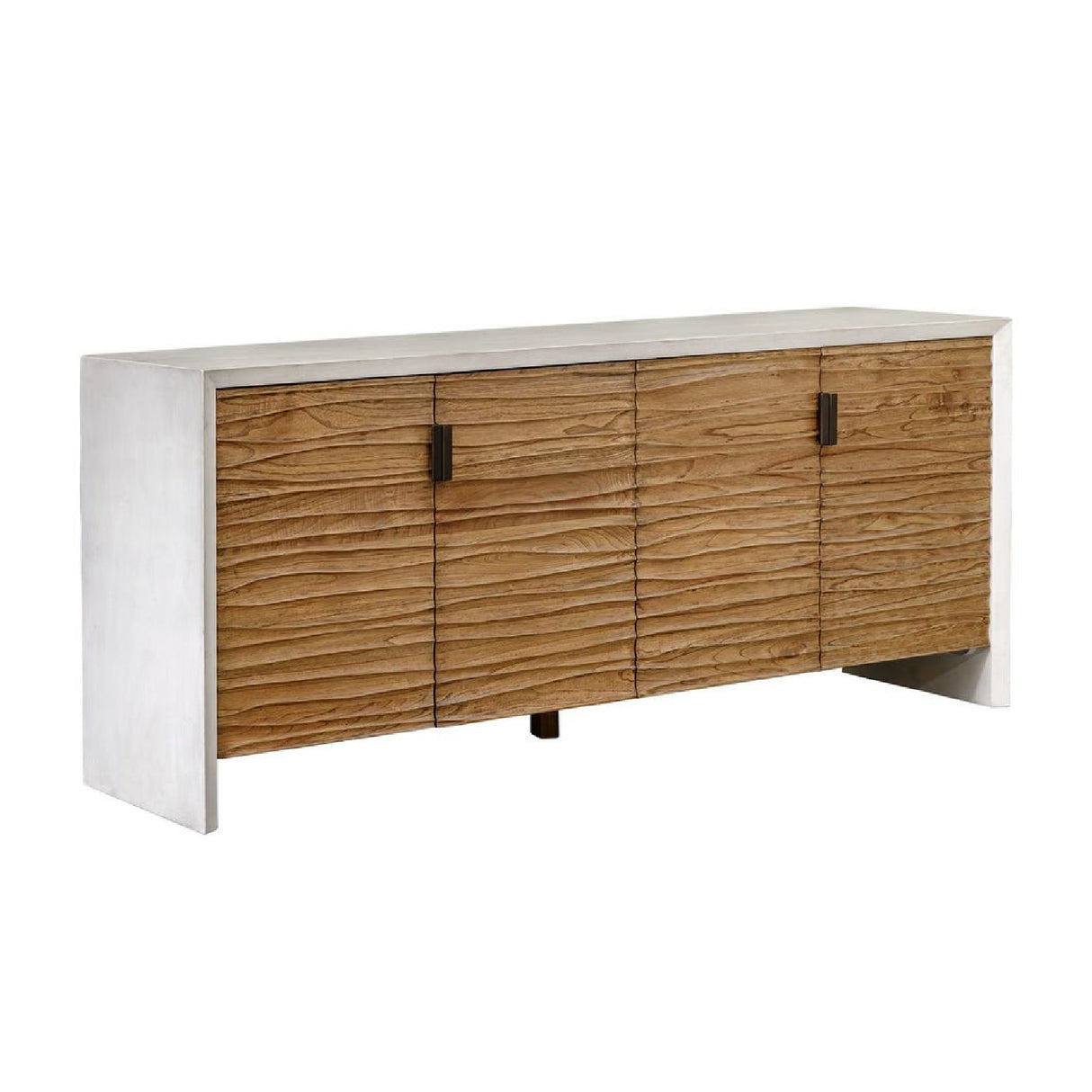 Carved Mindi Wood 4-Door Cabinet | Oroa.com