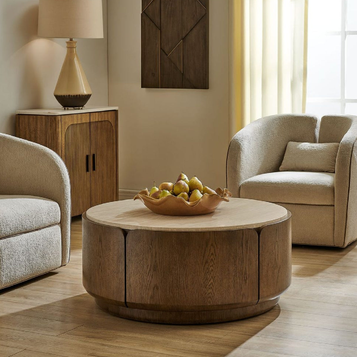 Travertine Round Coffee Table | Oroa.com
