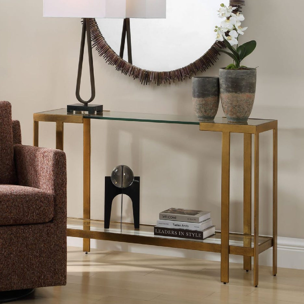 Gold Framed Glass Console Table | Oroa.com