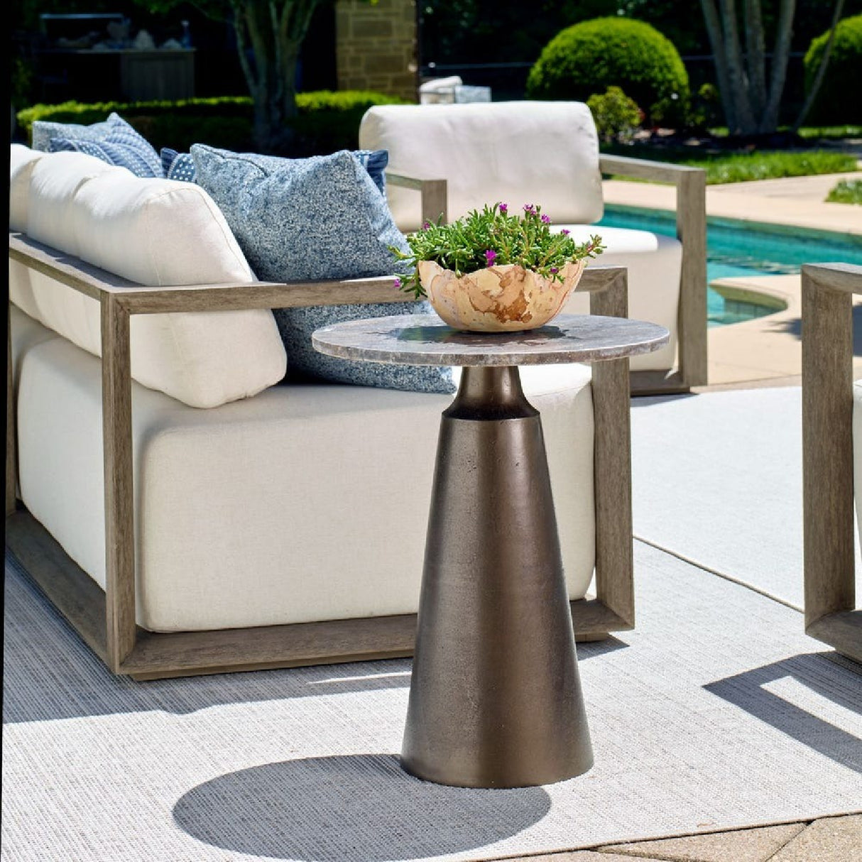 Round Bronze Indoor/Outdoor Accent Table | Oroa.com