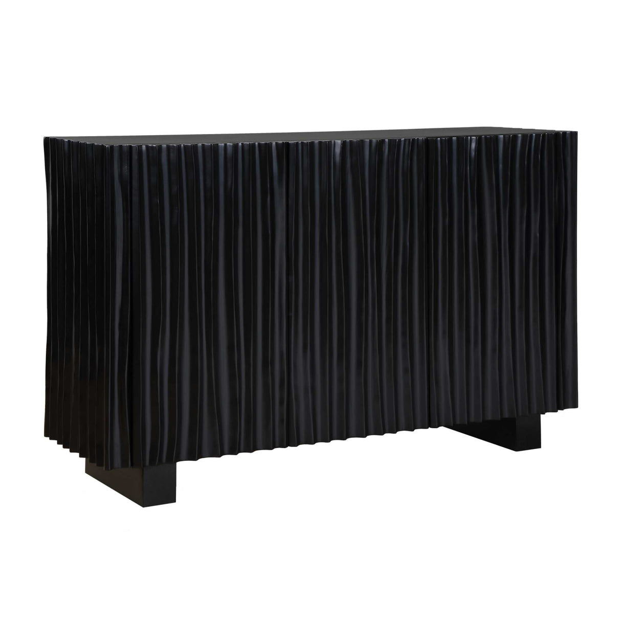 Black Carved Wooden 3-Door Cabinet | Oroa.com