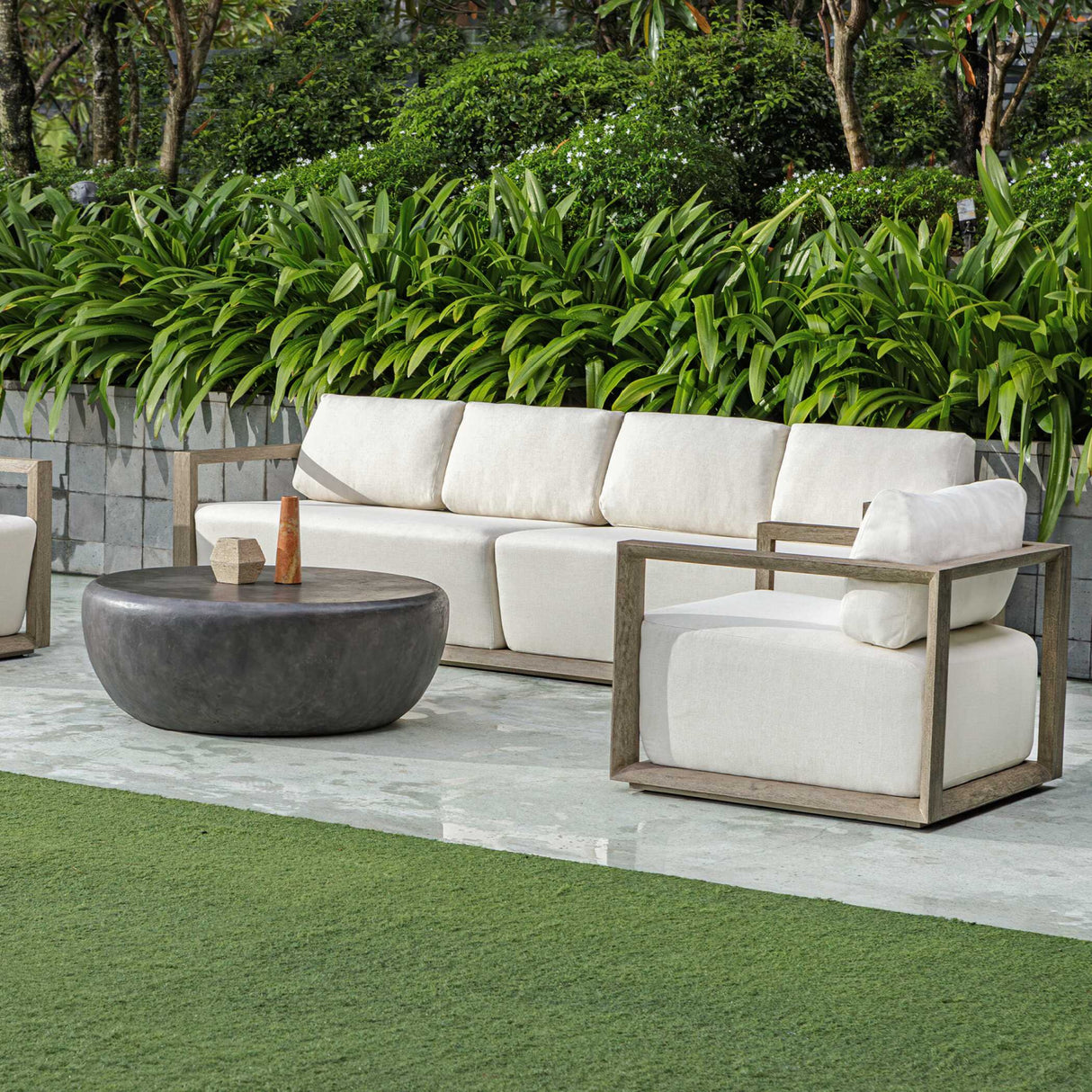 Modern European furniture - Gray Mahogany Outdoor 4-Seater Sofa - www.oroa.com | Oroa.com