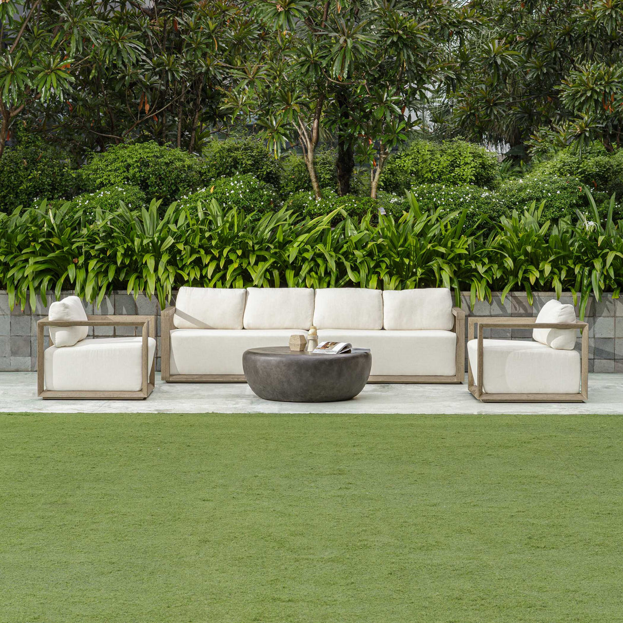 Modern European furniture - Gray Mahogany Outdoor 4-Seater Sofa - www.oroa.com | Oroa.com
