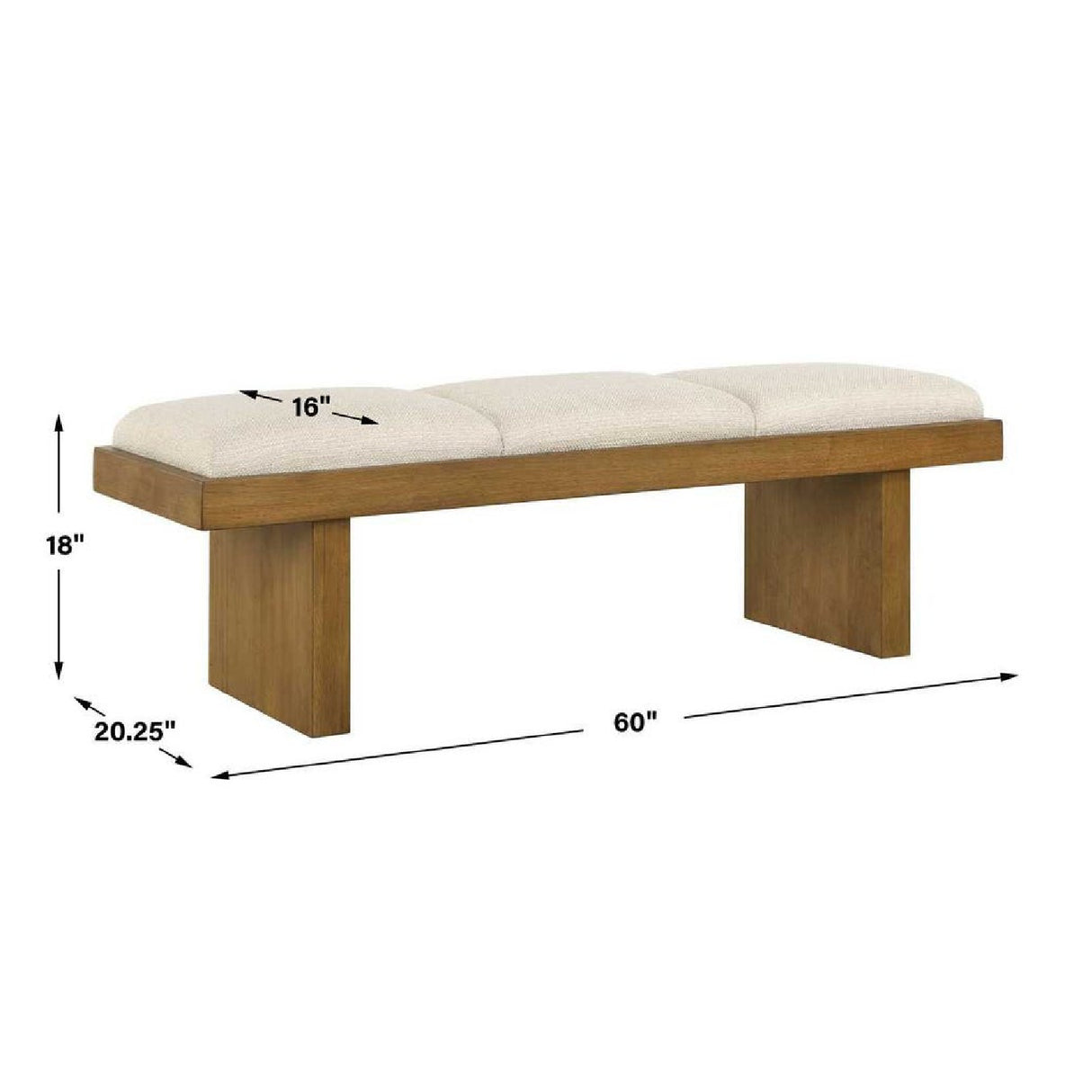 Wood Framed White Boucle Bench | Oroa.com