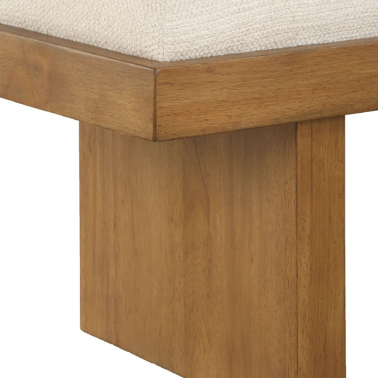 Wood Framed White Boucle Bench | Oroa.com