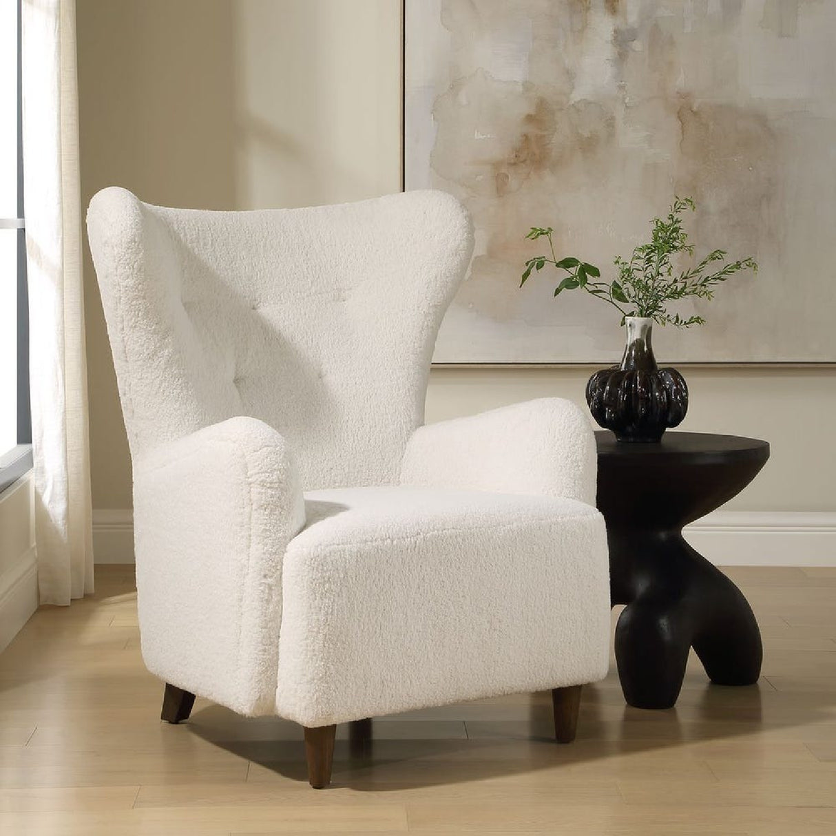 White Sheepskin Wingback Lounge Chair | Oroa.com