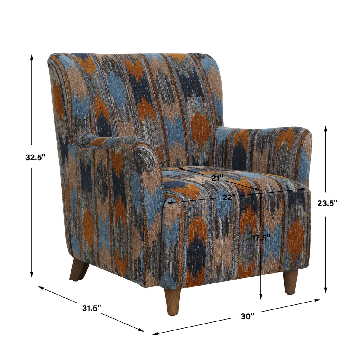 Ikat Print Chenille Lounge Chair | Oroa.com