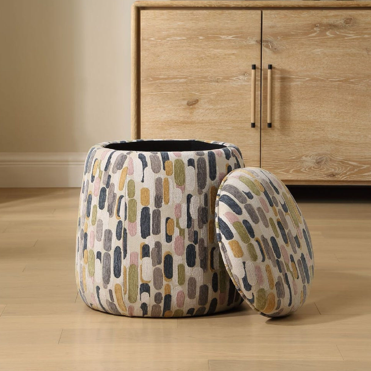 Multicolored Pattern Storage Ottoman | Oroa.com