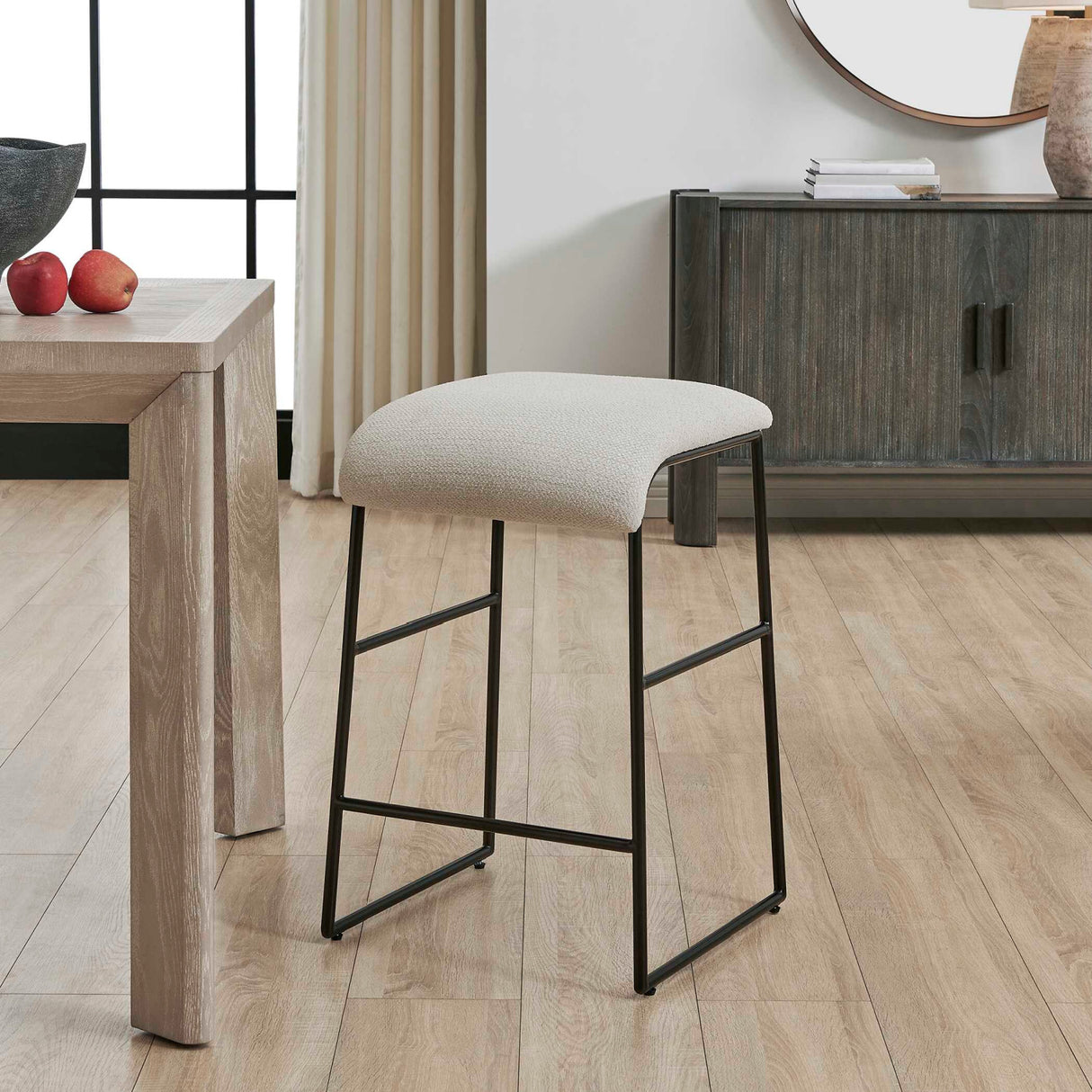 Cream Fabric Seat Counter Stool | Oroa.com