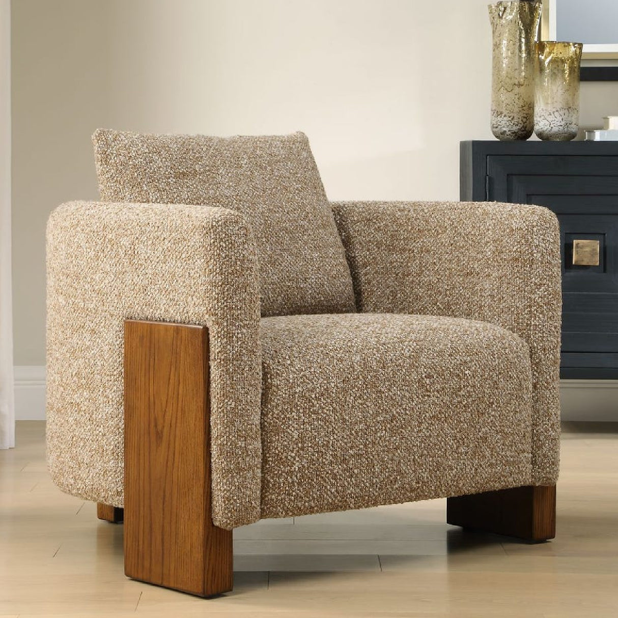 Cream Boucle 3-Legged Accent Chair | Oroa.com