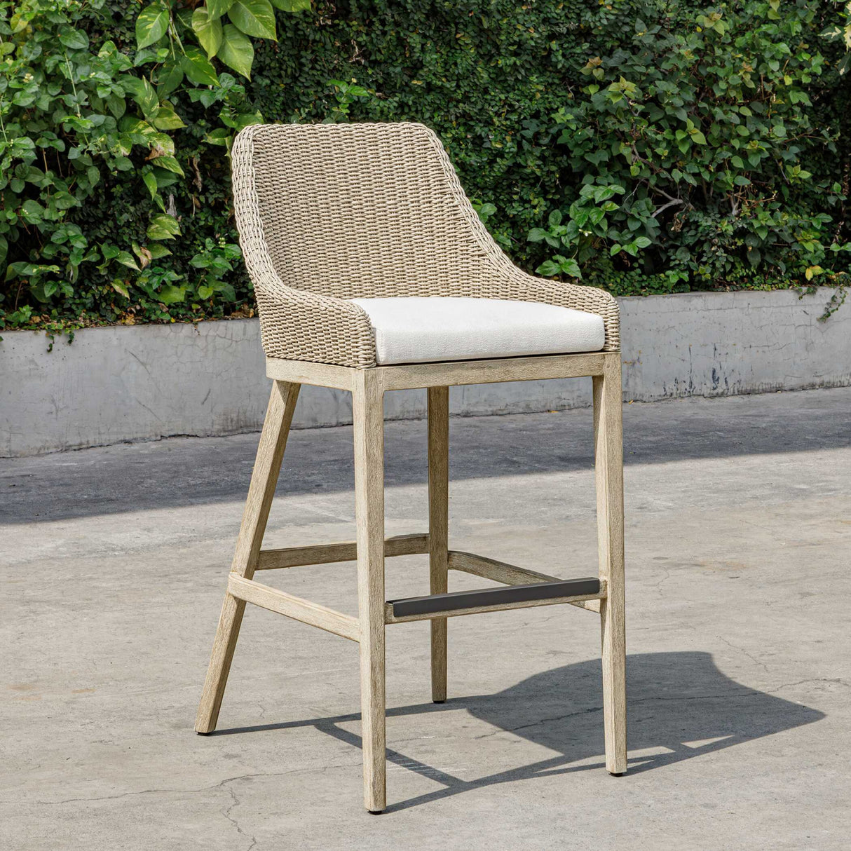 Cream Wicker Outdoor Bar Stool | Oroa.com