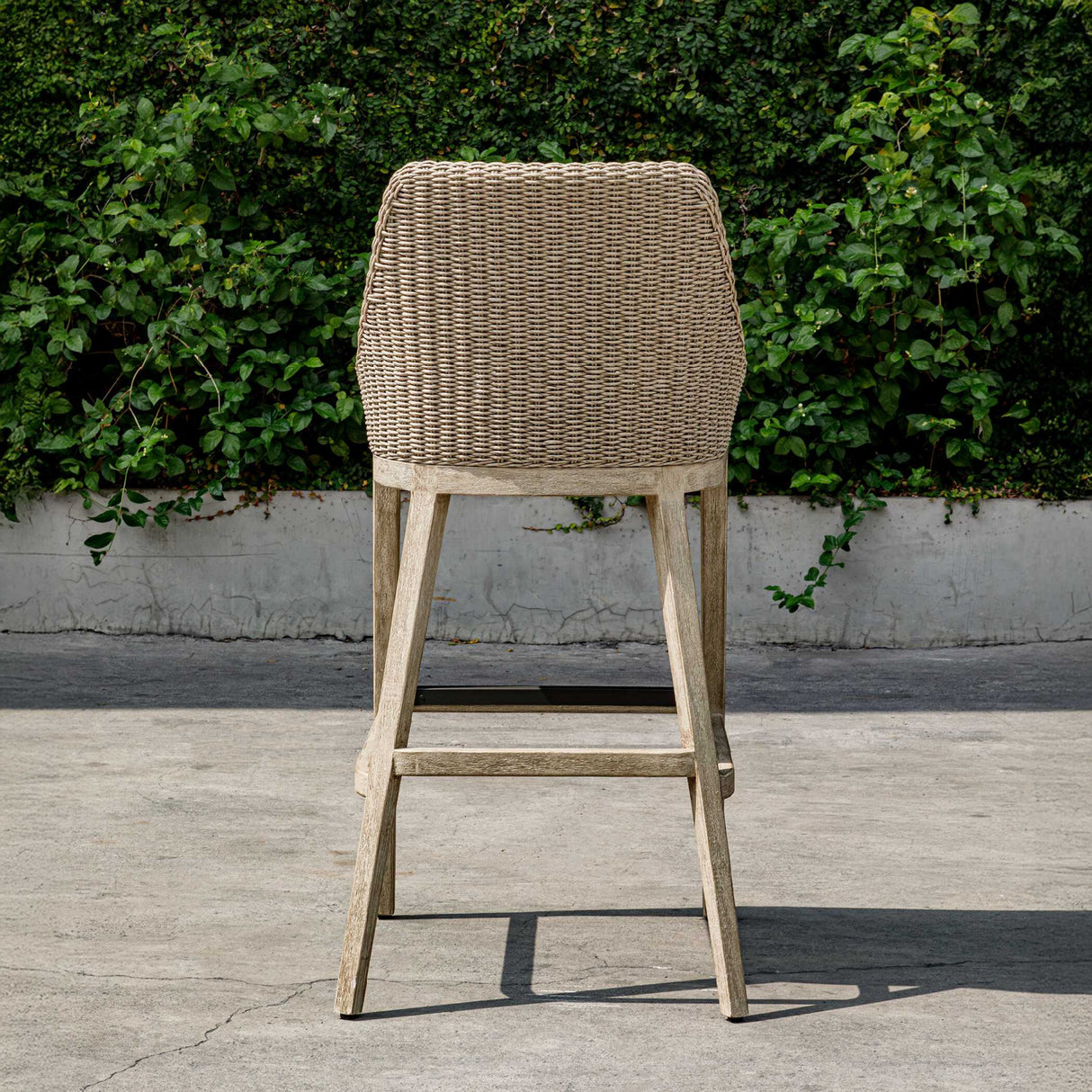 Cream Wicker Outdoor Bar Stool | Oroa.com