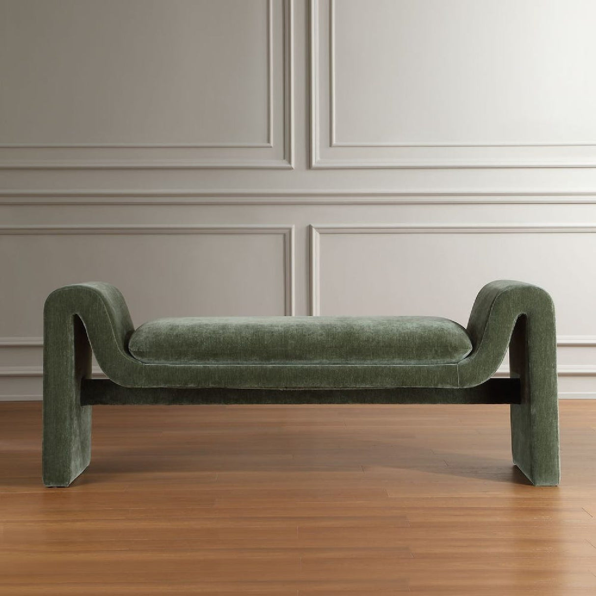 Green Velvet Curved Bench | Oroa.com
