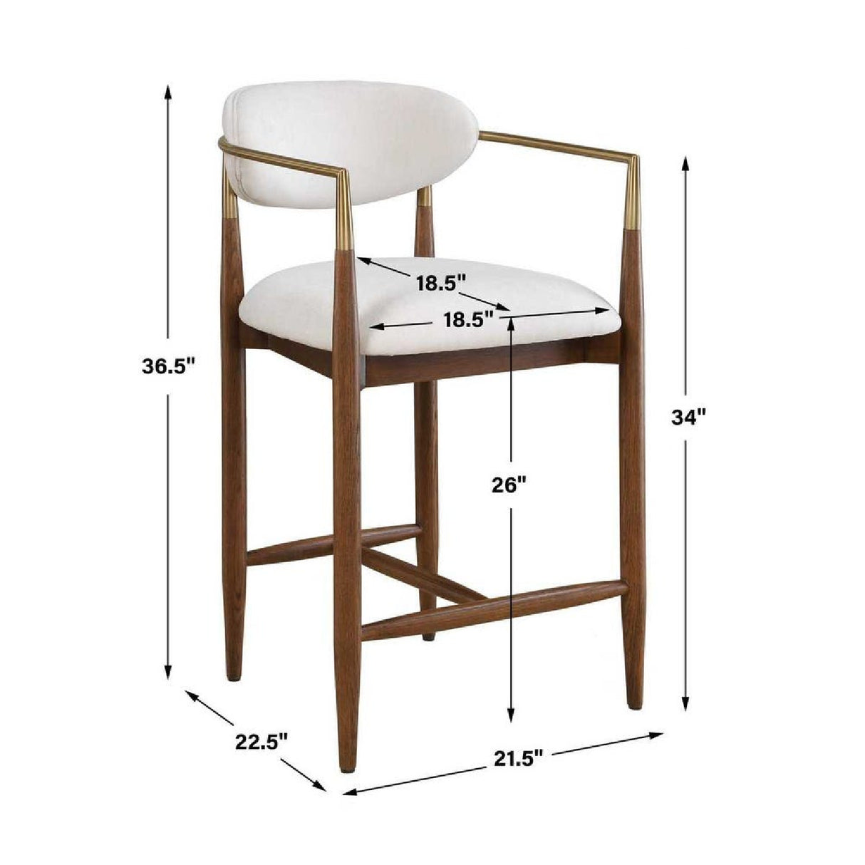 Modern European furniture - White Velvet Counter Stool - www.oroa.com | Oroa.com