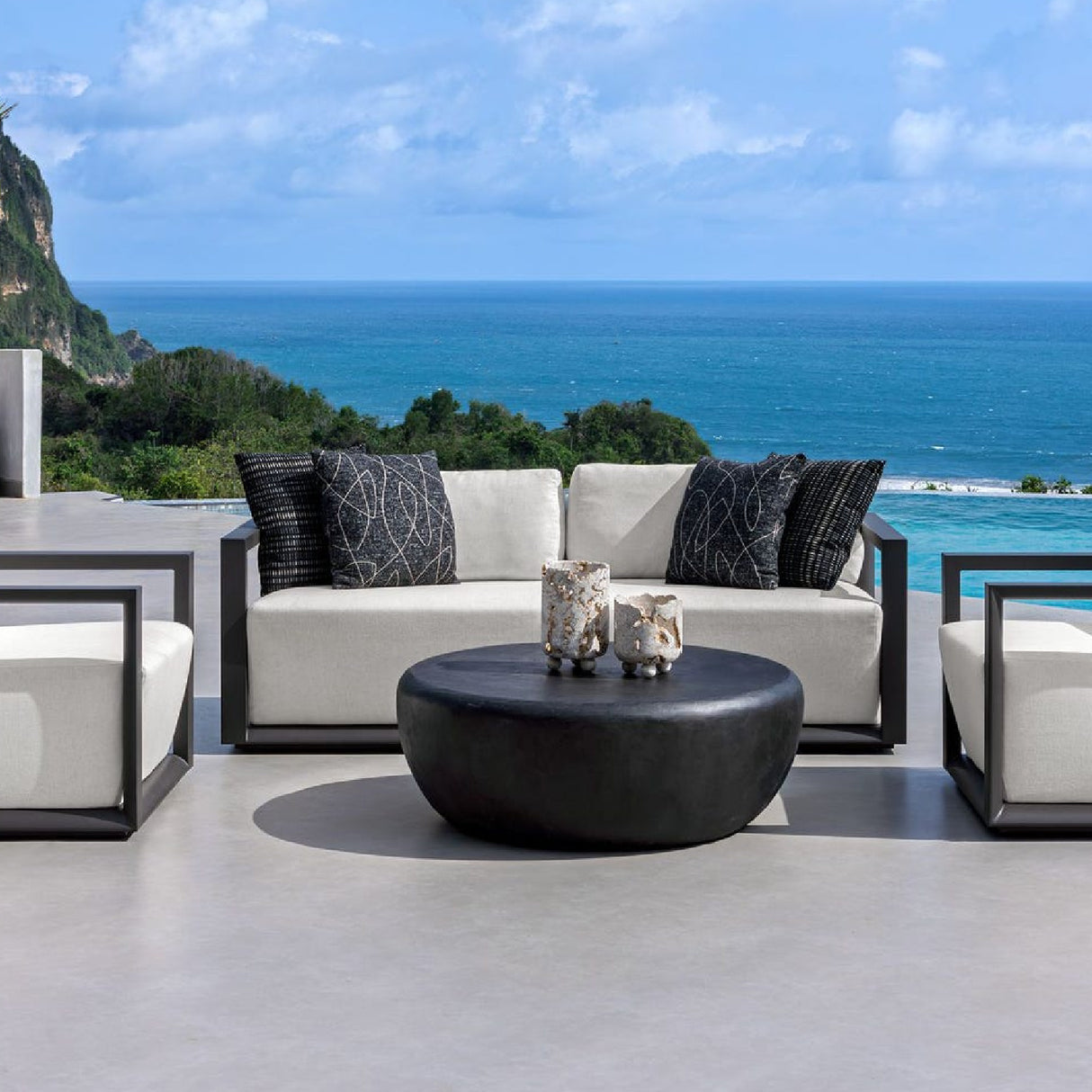 Modern European furniture - White Cushioned 3-Seater Outdoor Sofa - www.oroa.com | Oroa.com