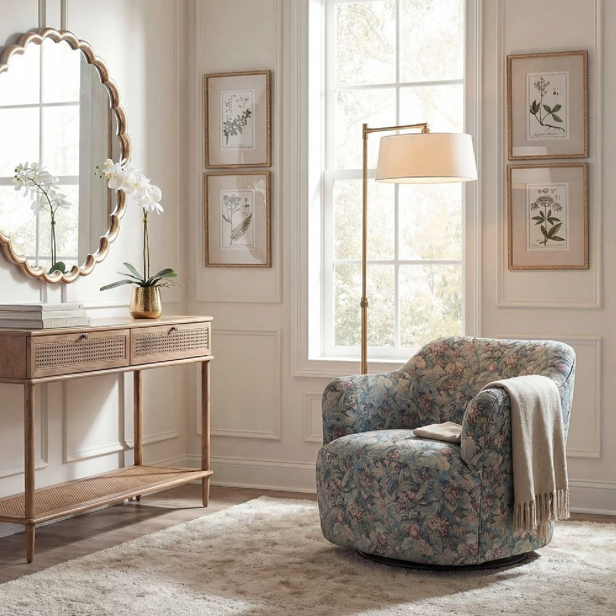 Floral Print Swivel Chair | Oroa.com