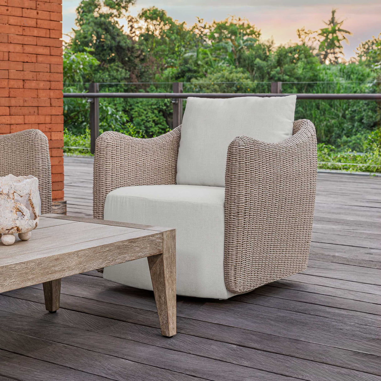 Beige Outdoor Swivel Lounge Chair | Oroa.com