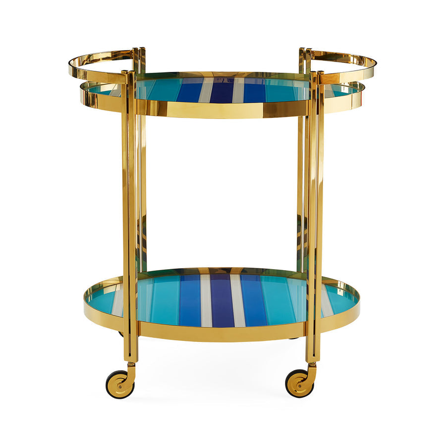 Blue Glass Bar Cart | Jonathan Adler Ultramarine | Oroa.com