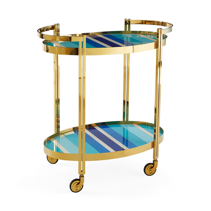 Blue Glass Bar Cart | Jonathan Adler Ultramarine | Oroa.com