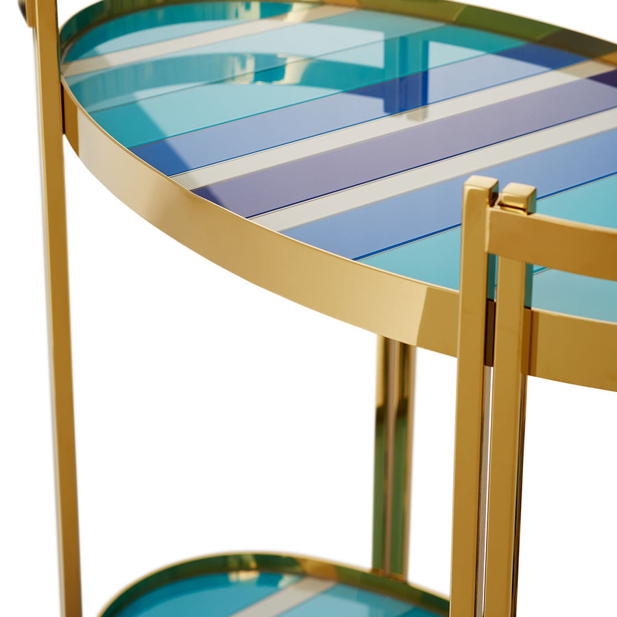 Blue Glass Bar Cart | Jonathan Adler Ultramarine | Oroa.com