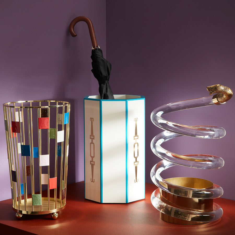 Wheeled Brass Umbrella Stand | Jonathan Adler Miami | Oroa.com