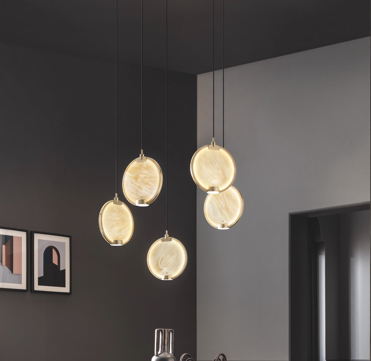 5-Round Glass Hanging Lamp | Masiero Horo | Oroa.com