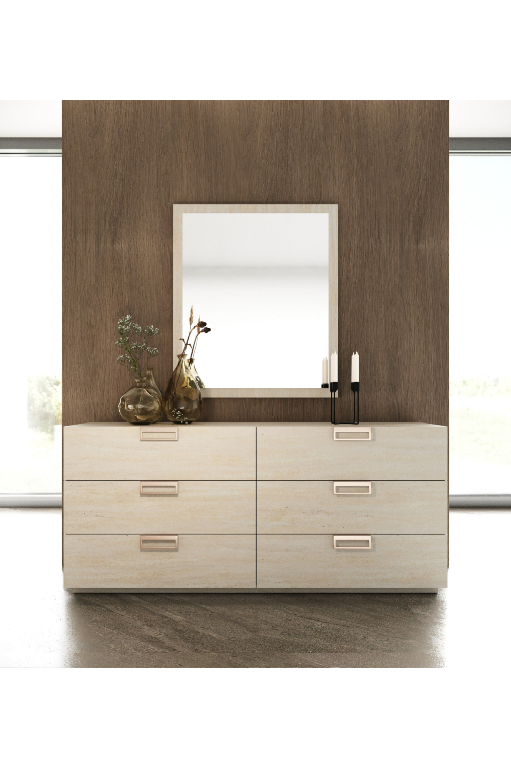 6-Drawer Travertine Dresser | OROA Modern Lago | Oroa.com