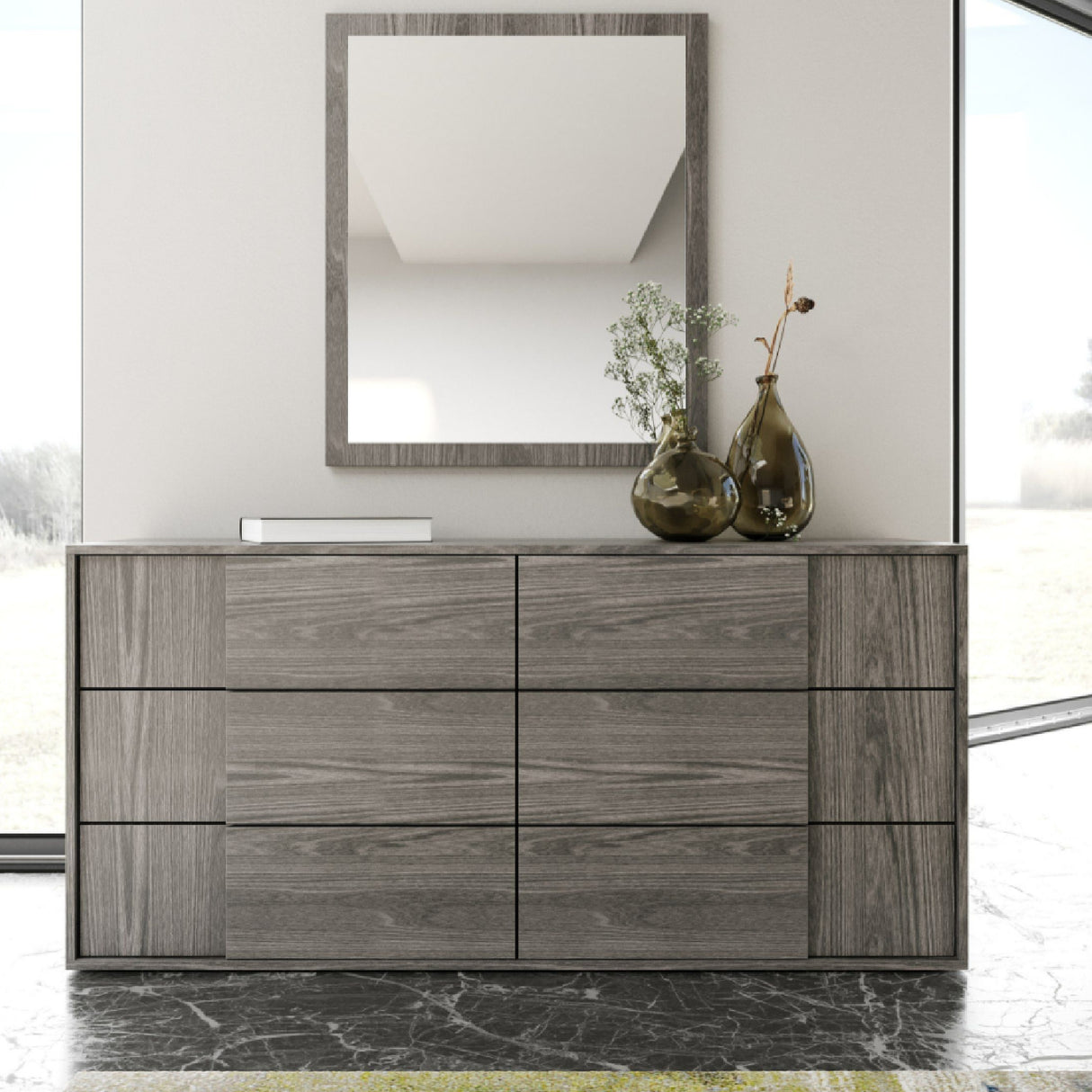 6-Drawer Gray Elm Dresser | Oroa.com
