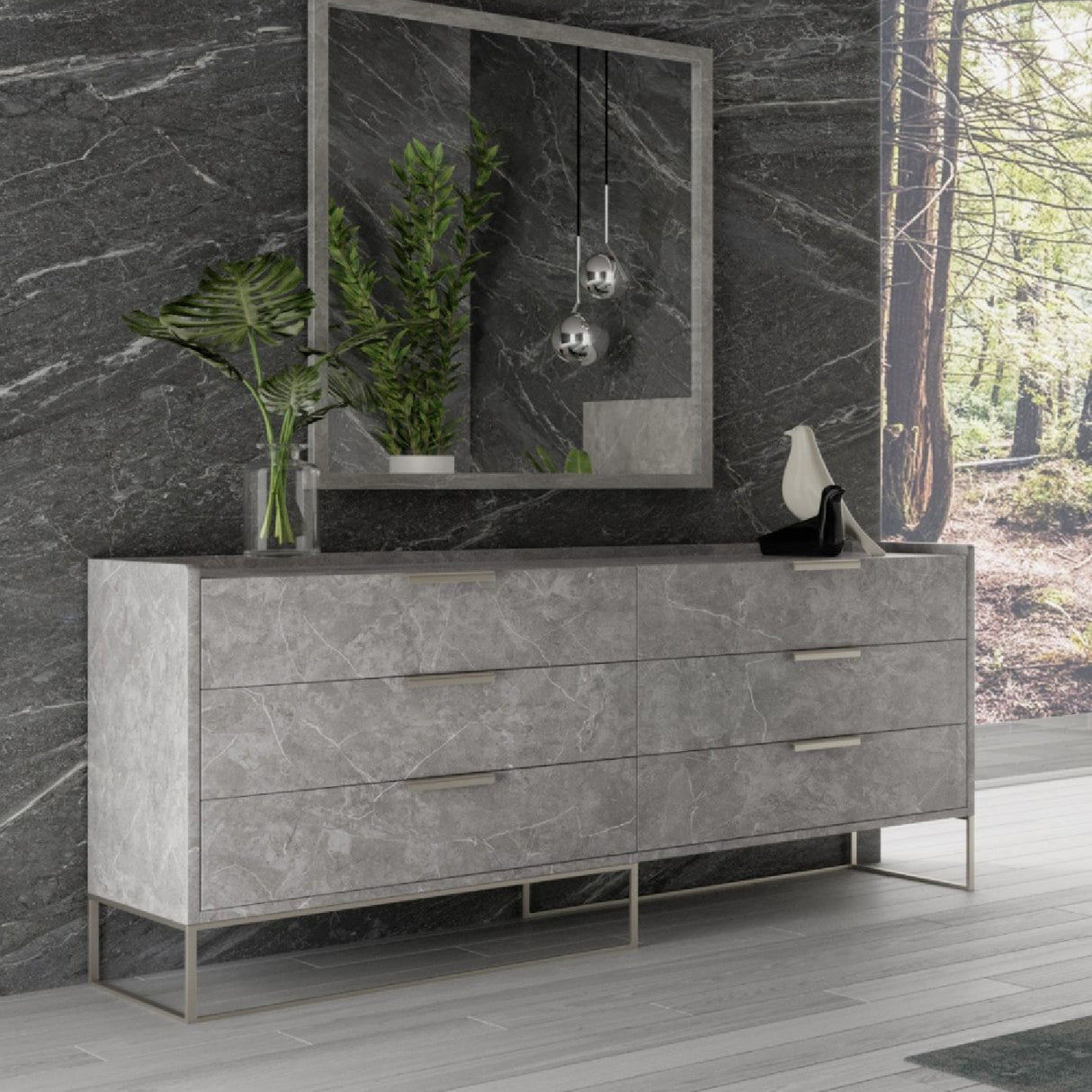 Gray Marble 6-Drawer Dresser | Oroa.com